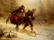 Knud Bergslien Birkebeinerne pa Ski over Fjeldet med Kongsbarnet china oil painting artist